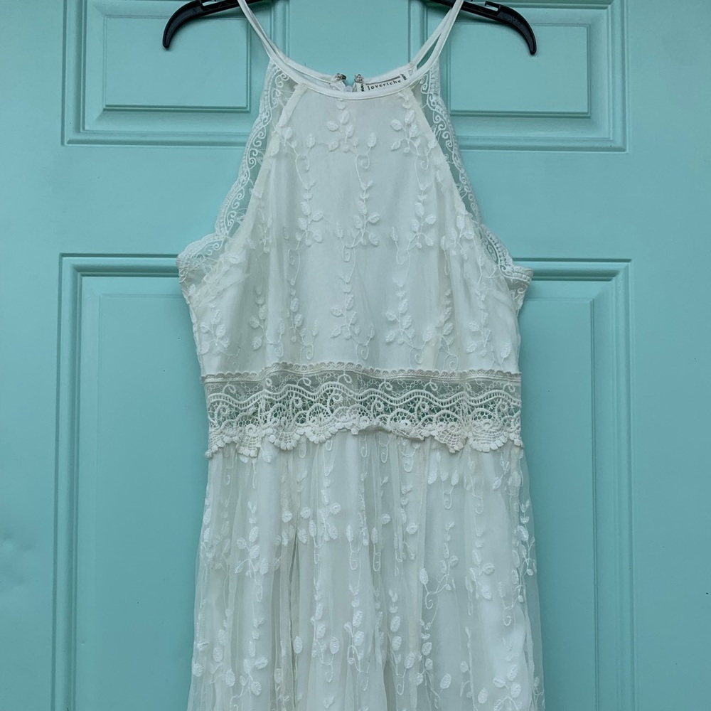 Loveriche Halter Strap Lace Boho Long Dress Med